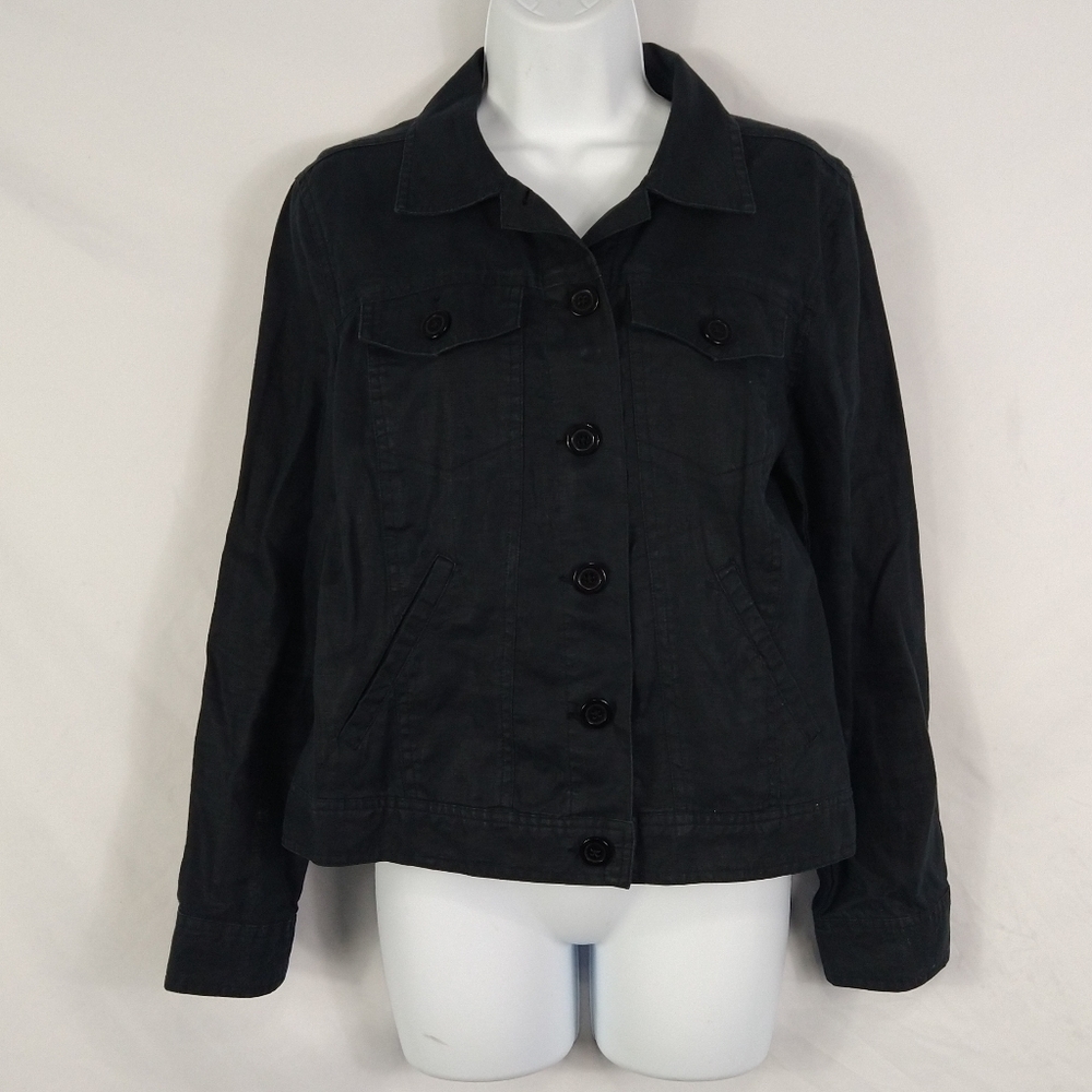 Women's Charcoal Color Linen Shirt Size Small